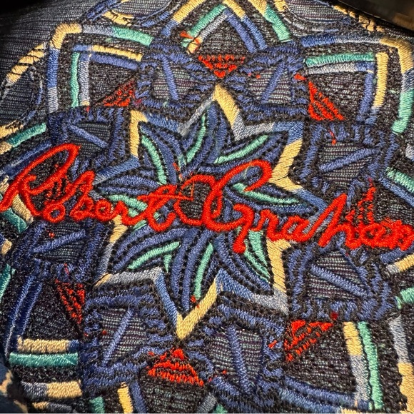 Robert Graham Blue/Black Geo-Design Cotton L/S w/Flip Cuffs Shirt 2XL - Picture 6 of 10